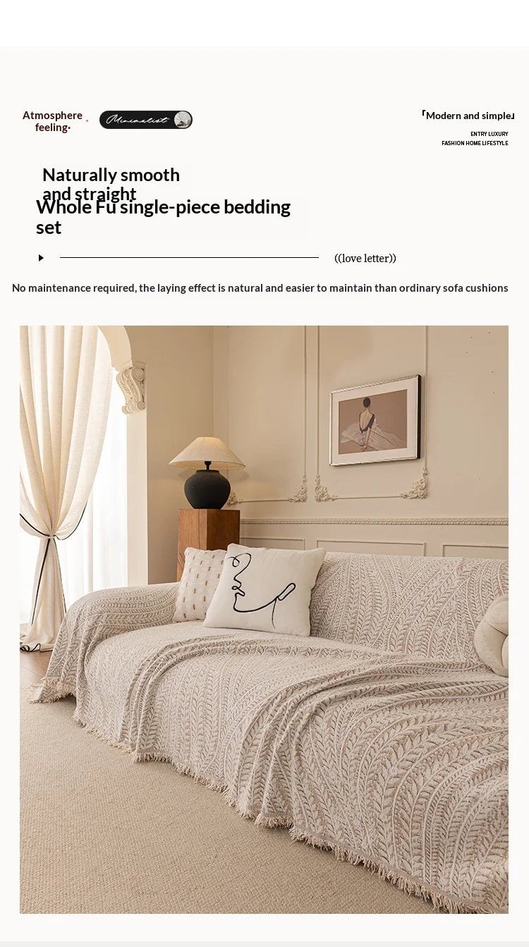 Herringbone Chenille Sofa Cover — All-Season Furniture Protector