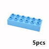 A set of five light blue building blocks for kids.