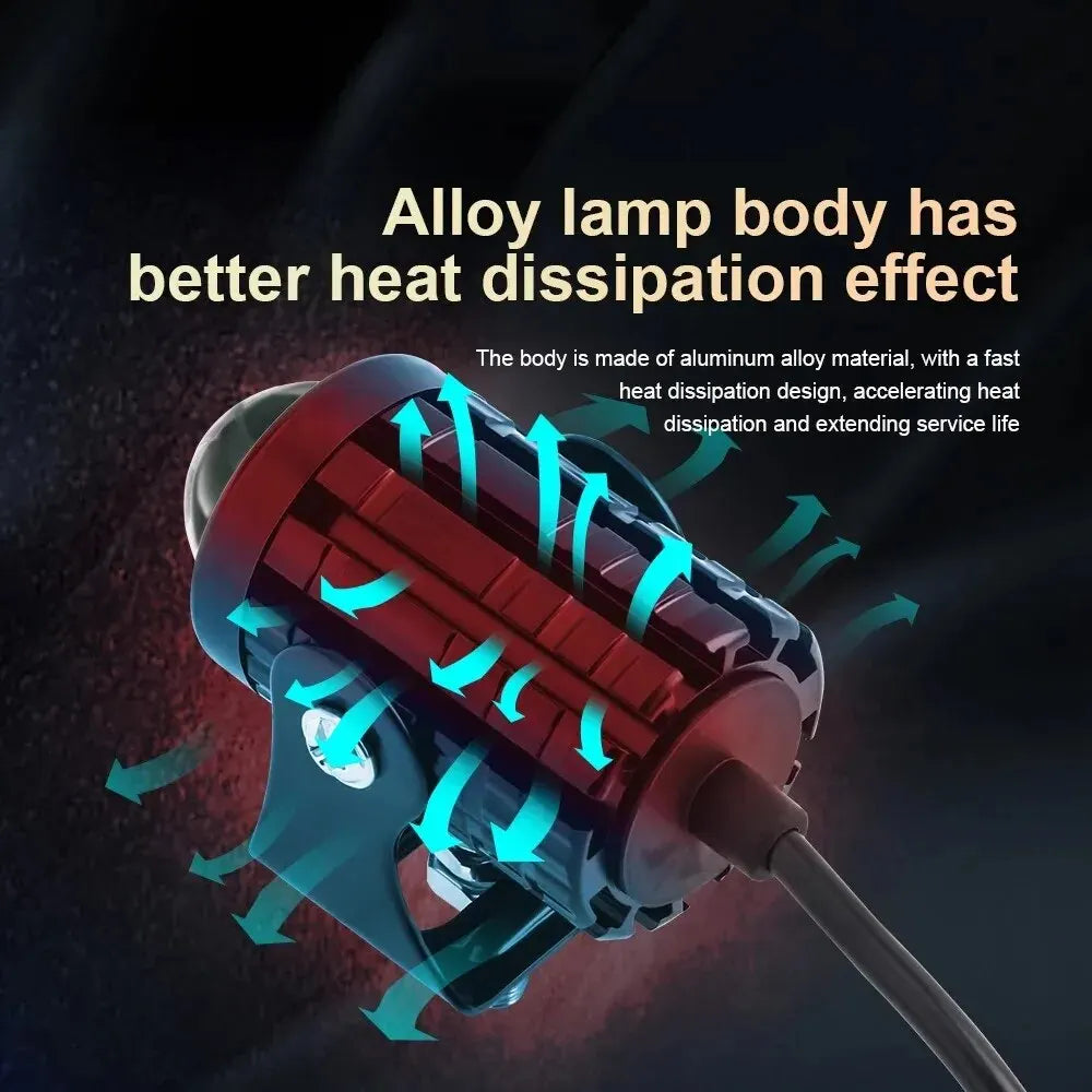 An alloy lamp body is shown with arrows indicating heat dissipation, highlighting its better heat dissipation effect.