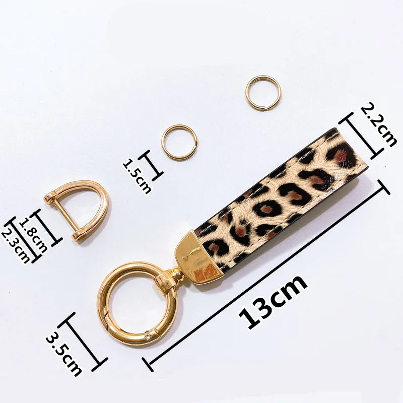 Zebra Print Leather Keychain with Animal Pattern
