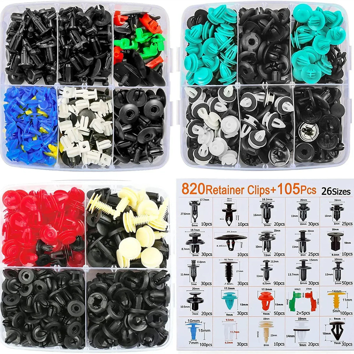 Universal Auto Trim Clip Assortment Kit – Plastic Push Rivets & Fasteners