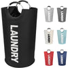 Black collapsible laundry basket with multiple sized handles and various color options
