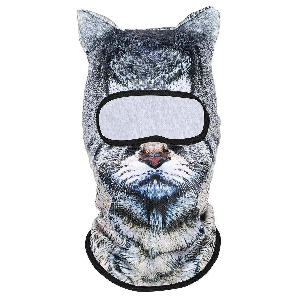 Katzengesicht-Balaclava mit realistischer Felltextur und klarem Visier.