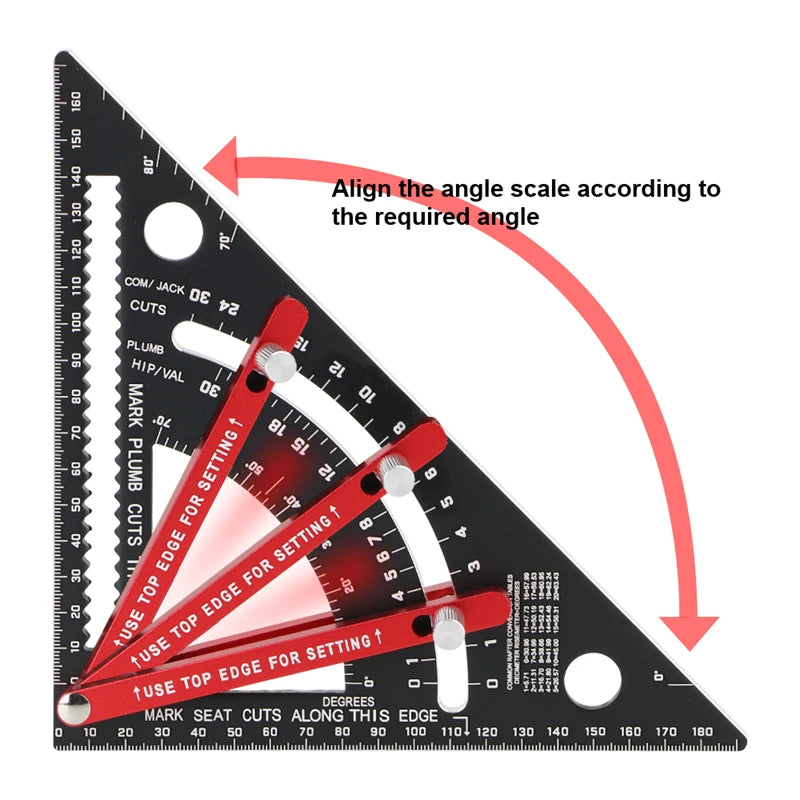 7.5-Inch Adjustable Aluminum Alloy Triangle Ruler with Protractor