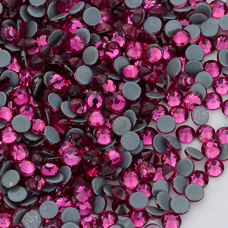 Red Glass Flatback Rhinestones - Multi-Color Glitter Round Crystals for DIY Crafts