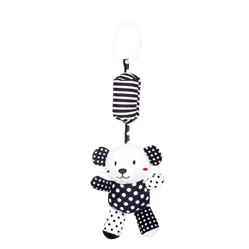 High-Contrast Baby Rattle Plush Toy for Stroller and Crib
