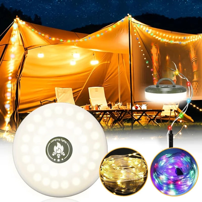 Rechargeable LED Camping Lantern & String Lights
