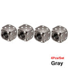 Set of four gray aluminum alloy dice design tire valve caps