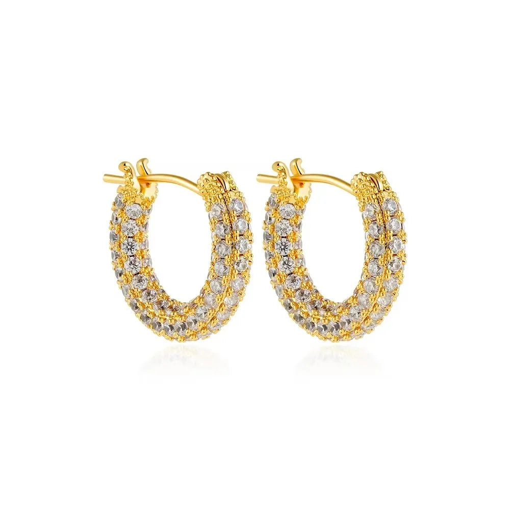 Geometric Gold Plated Huggie Hoop Earrings