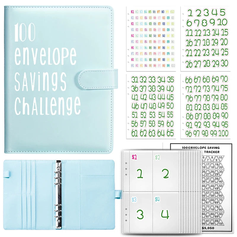 A5 Cash Savings Challenge Binder with 100 Envelopes