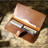 Vintage Leather Long Bifold Wallet with Snap Closure