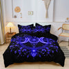 Gothic Triple Moon Starry Duvet Cover Set – Purple Botanical Mandala Bedding