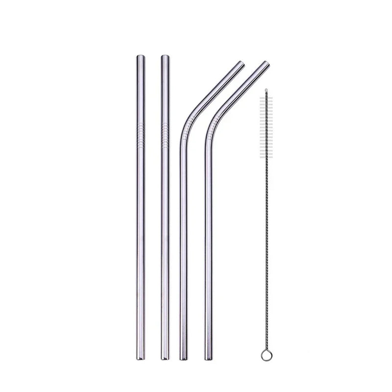 Reusable Stainless Steel Drinking Straws with Cleaning Brush