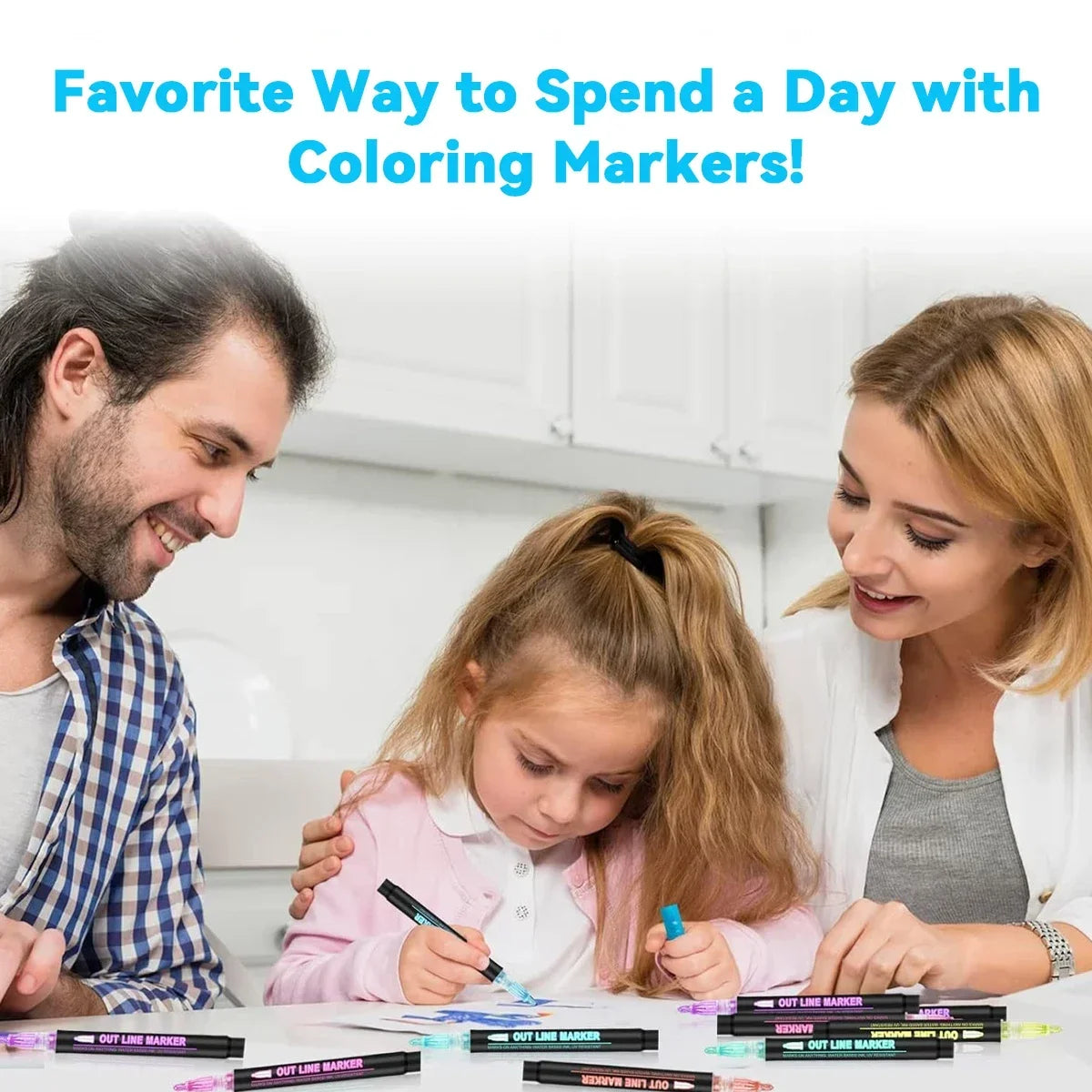 Double Line Outline Pens with Metallic Glitter (Set of 8)