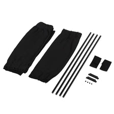 Black foldable car side window sun shade with UV protection and mounting rods