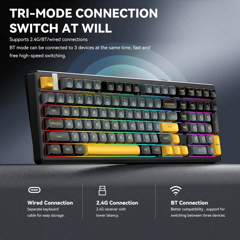 Clavier mécanique sans fil avec touches PBT et éclairage RGB