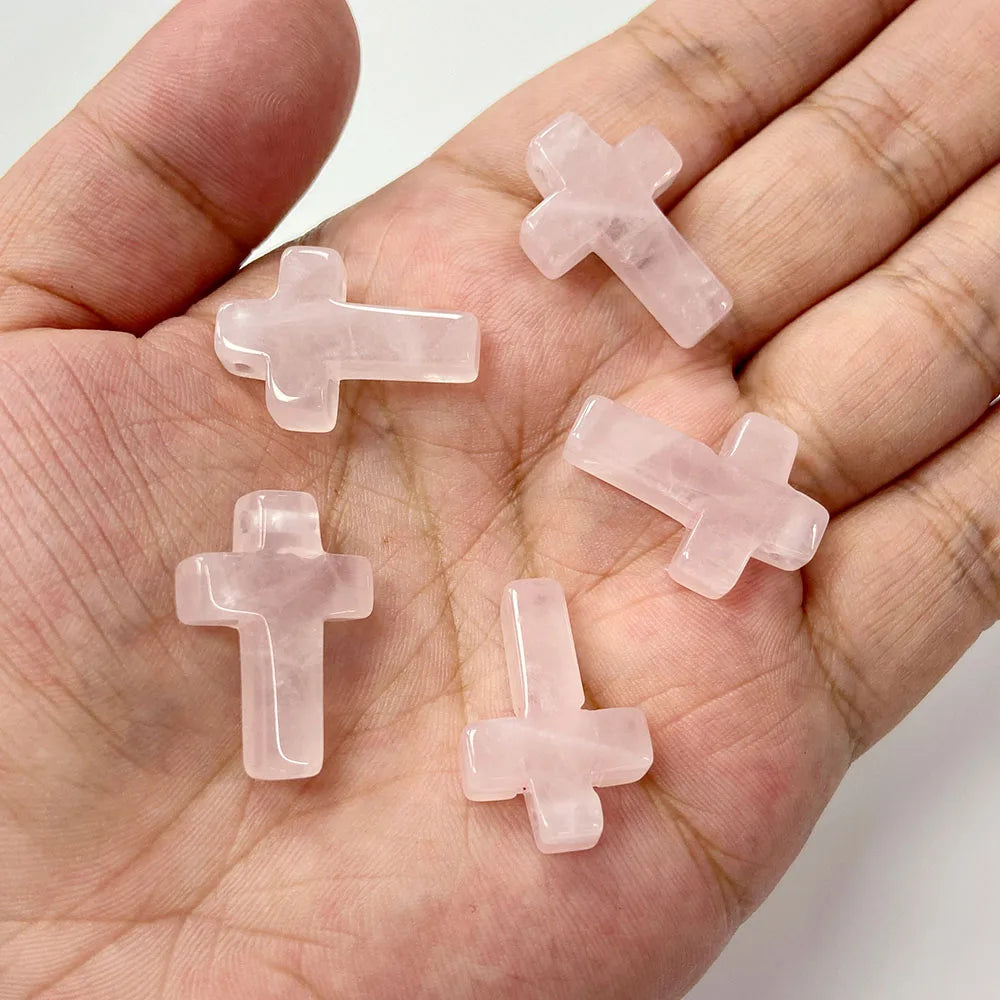 Natural Stone Cross Pendant Charm for Jewelry Making