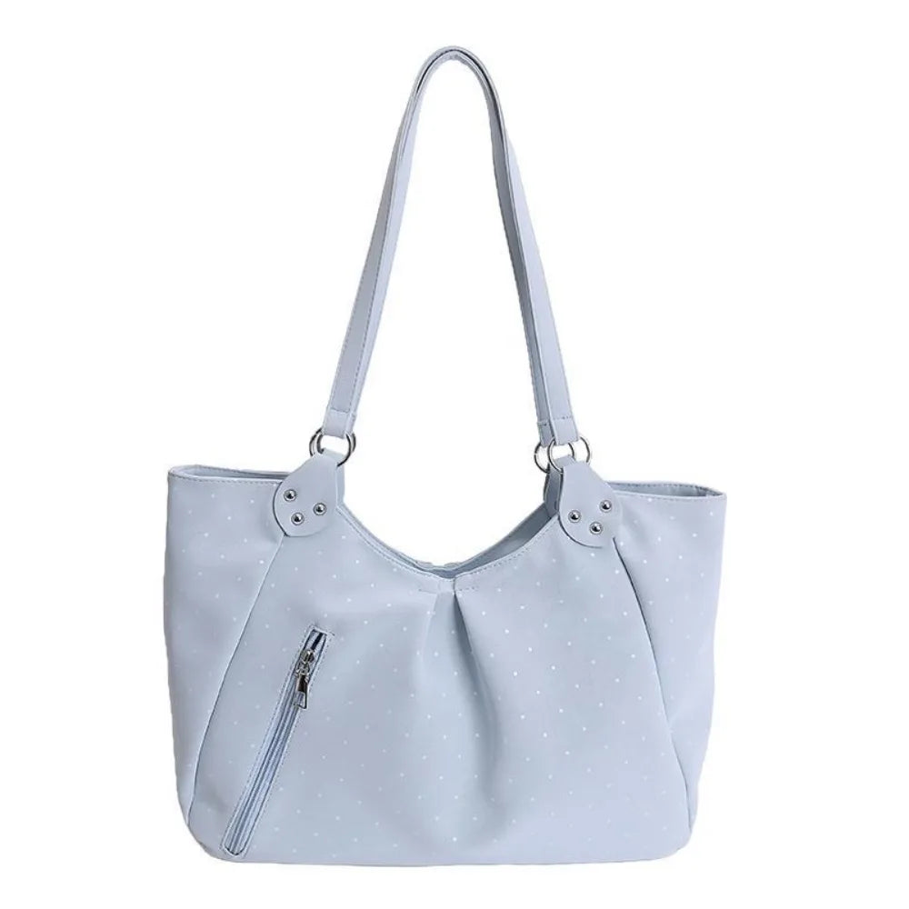 Polka Dot Shoulder Tote Bag with Adjustable Strap