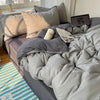 4-Piece Cotton Bedding Set with Duvet Cover, Flat Sheet, and Pillowcases