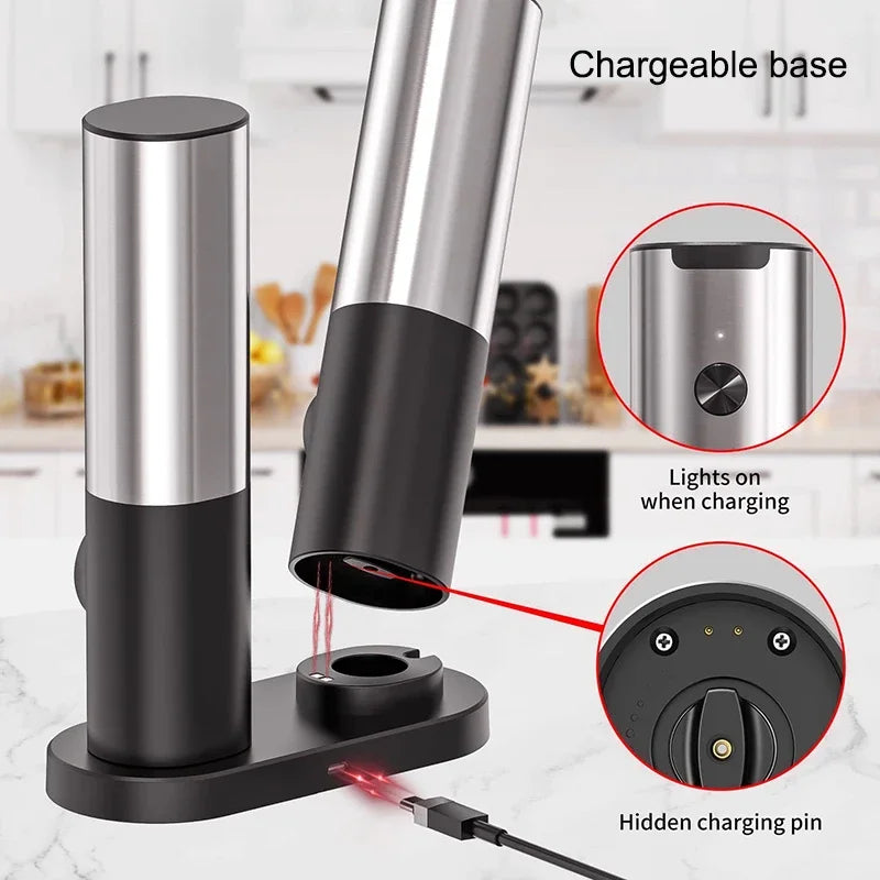 USB-Wiederaufladbarer Elektrischer Salz- und Pfeffermahlset mit LED-Licht