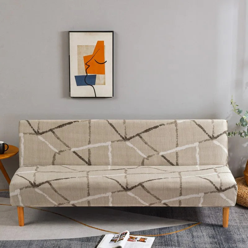 Stretchable Sofa Cover with Geometric Pattern for Futon Seats