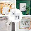 Transparent strong adhesive hooks used in various home and bathroom settings.
