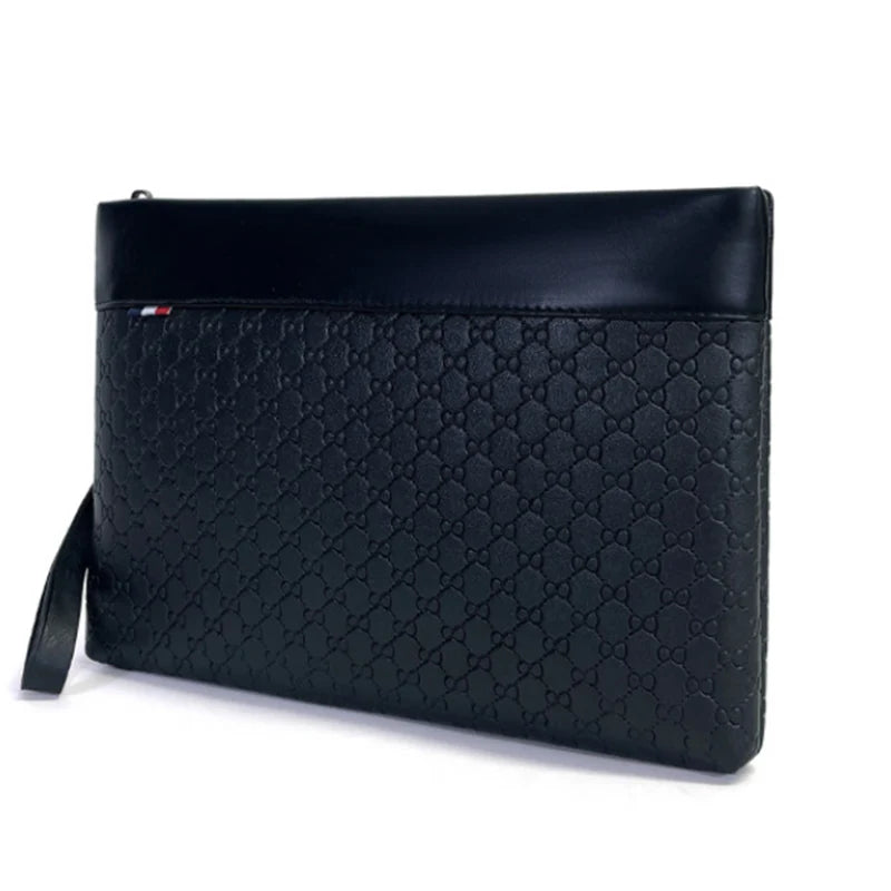 Men's Soft Leather Business Clutch Bag – Minimalist Travel Handbag with Zipper Closure