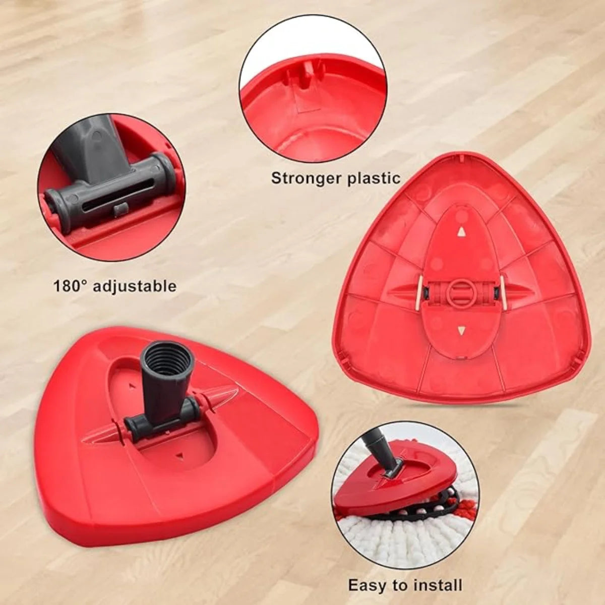 Replacement Microfiber Mop Head & Adjustable Handle for Spin Mop Systems