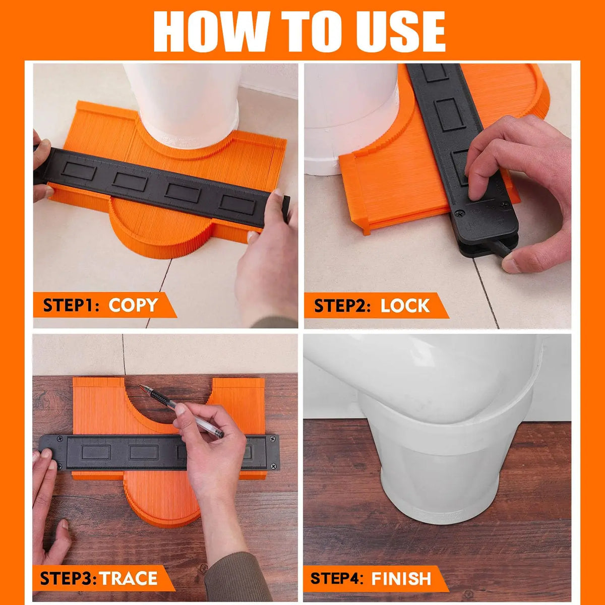 Adjustable Contour Gauge with Lock – 3-in-1 Profile Duplicator for Precise Marking