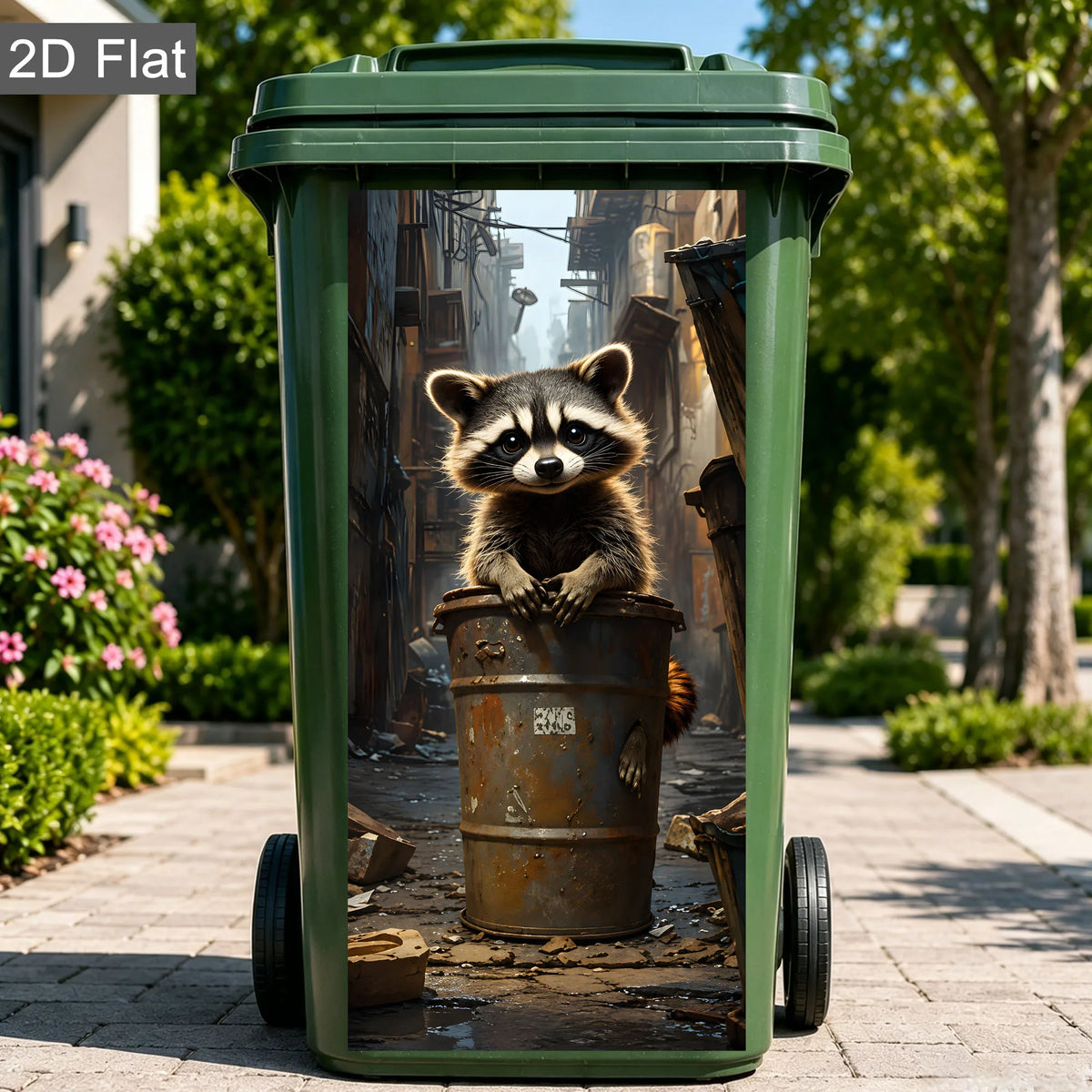 Raccoon Wheelie Bin Decal - Waterproof Outdoor Sticker