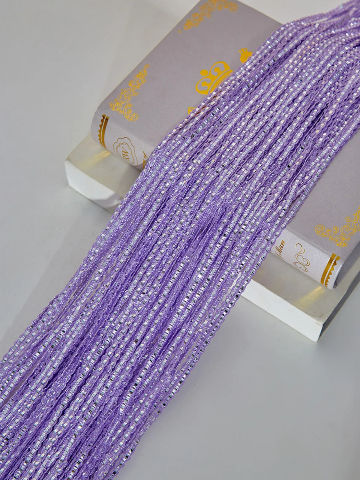 Purple glitter tassel string curtain for doorways and room dividers