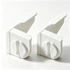 A pair of white masonry line corner clips with anti-slip locks shown from the side.