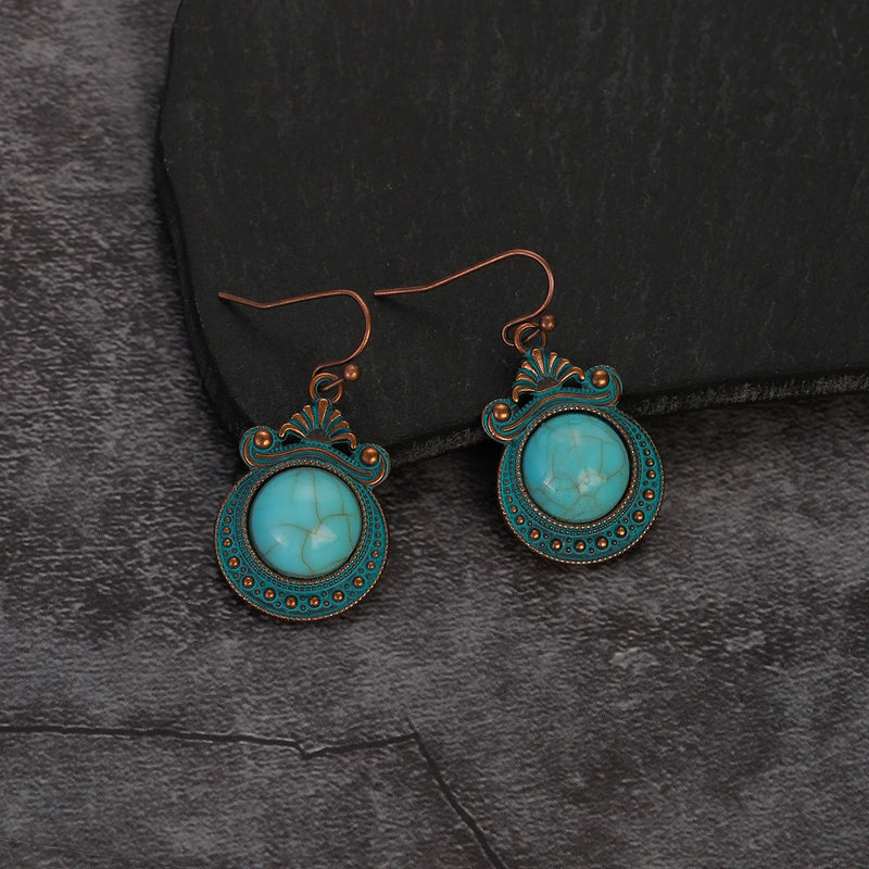 Boho Turquoise Geometric Drop Earrings