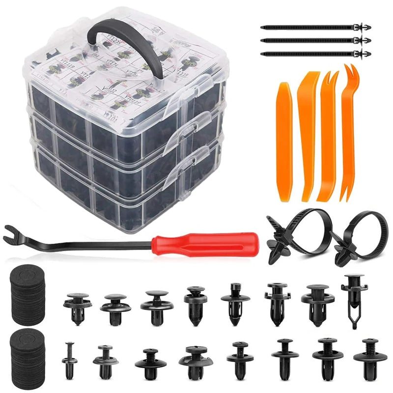 Mixed Size Plastic Retainer Clips for Auto Trim, Bumper, and Door Panels