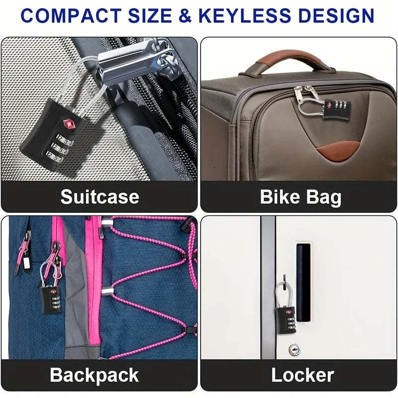 TSA-Approved 3-Digit Combination Travel Lock - Durable Zinc Alloy Luggage Lock