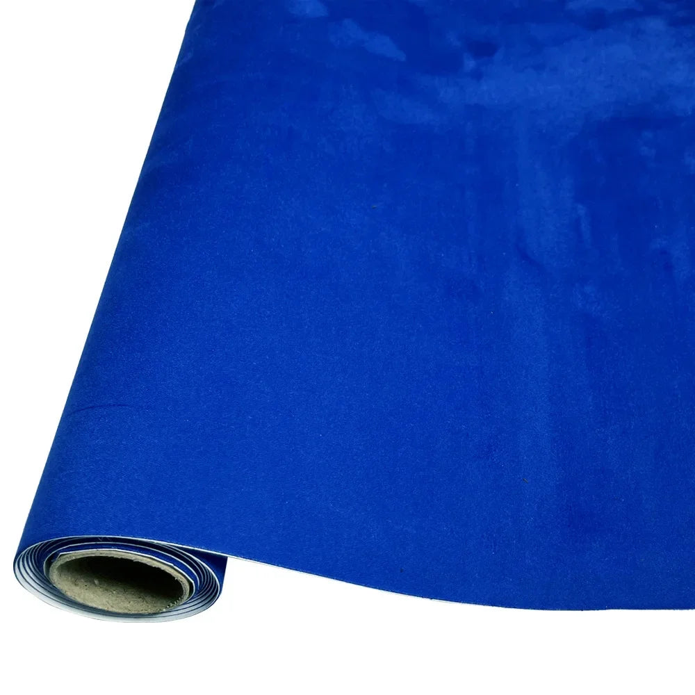 Roll of royal blue suede fabric for DIY car interior and home decor
