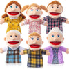 A collection of five soft hand puppets with movable mouths for children