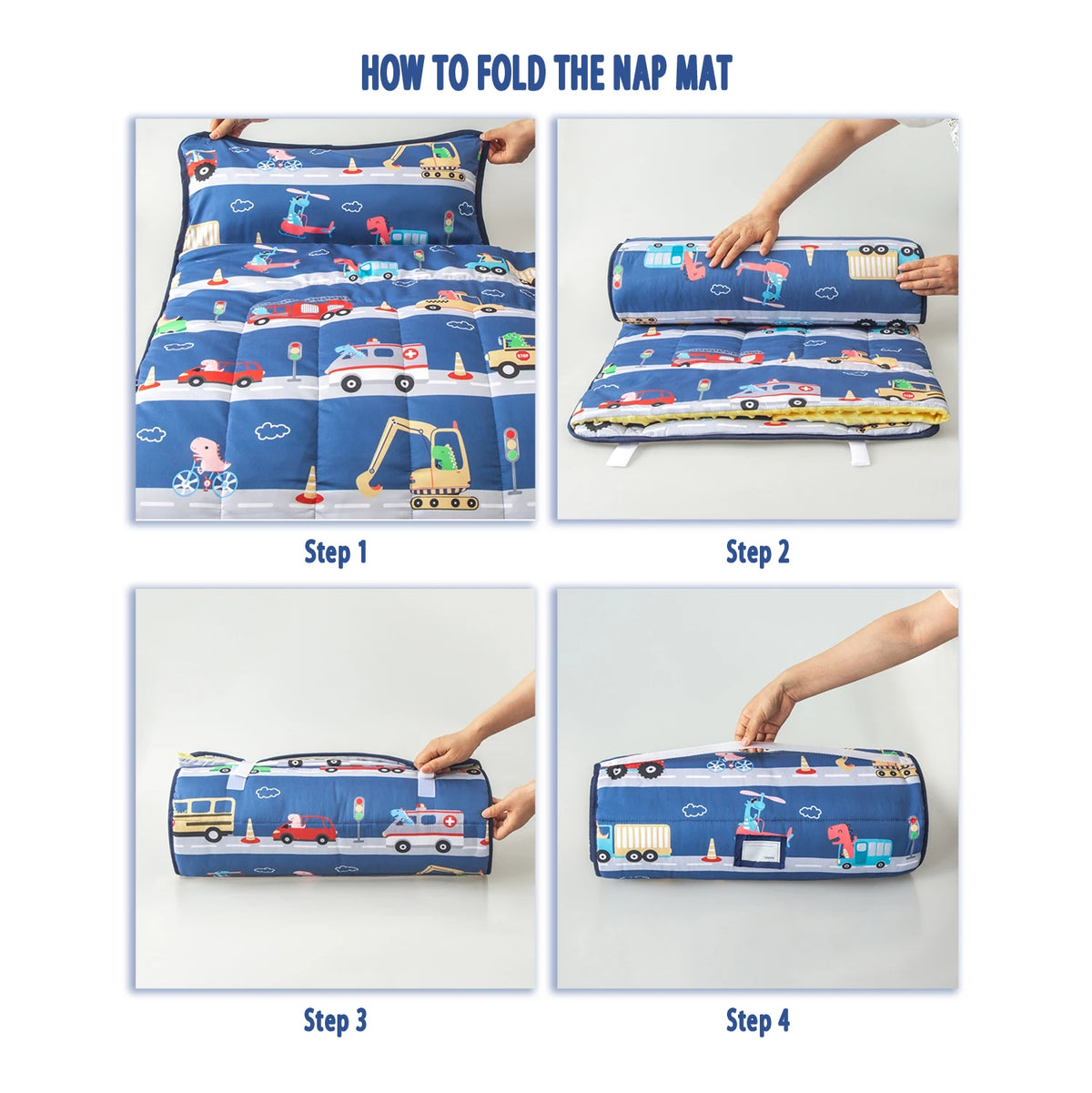 Dinosaur Toddler Nap Mat with Removable Pillow and Fleece Blanket