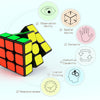 A black and yellow magnetic cube is shown with surrounding icons representing observation, spatial ability, dexterity, deduct