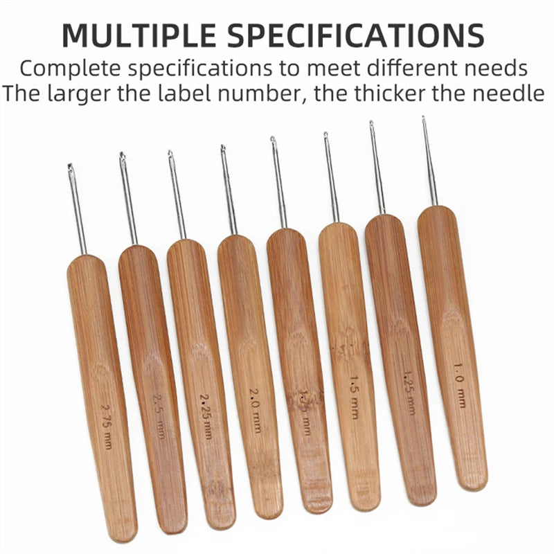 Wooden Handle Dreadlock Crochet Hook for Hair Styling