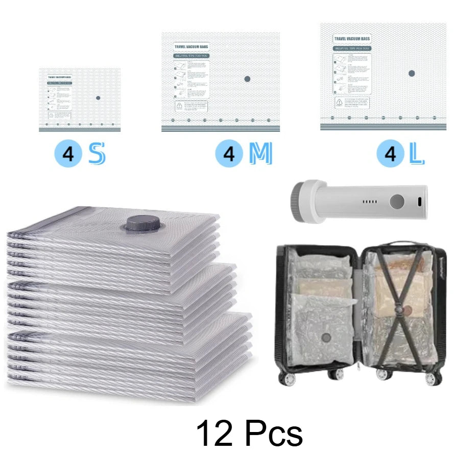 15-Piece Vacuum Storage Bag Set with Rechargeable Pump