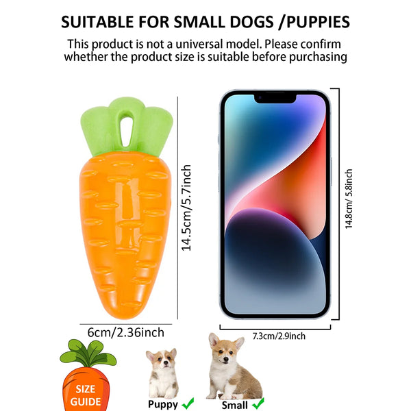 Durable Squeaky Carrot Dog Toy for Aggressive Chewers