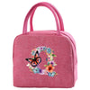 Insulated Canvas Lunch Bag with Butterfly Letter Pattern