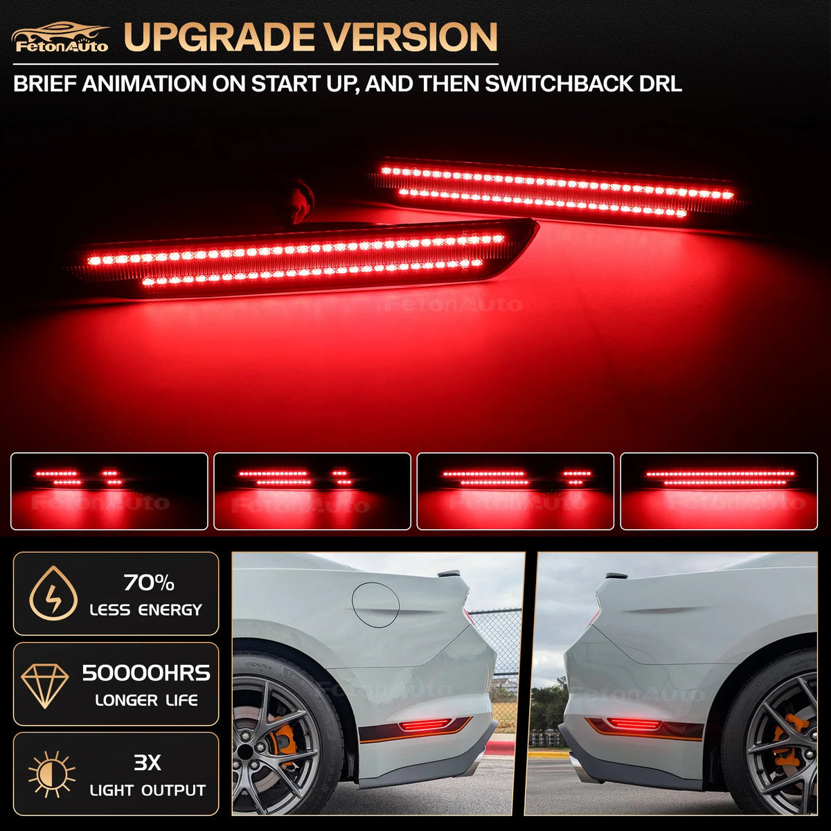 Dynamic LED Side Marker Lights for Ford Mustang 2015-2023
