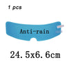 One piece of blue anti-rain film for motorcycle helmet, size 5x6 cm.
