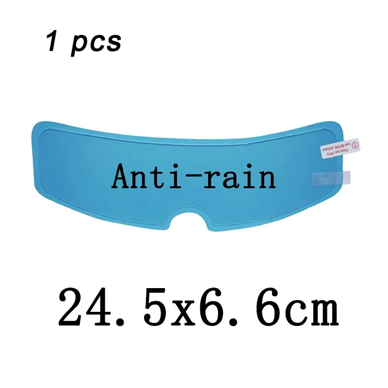 One piece of blue anti-rain film for motorcycle helmet, size 5x6 cm.