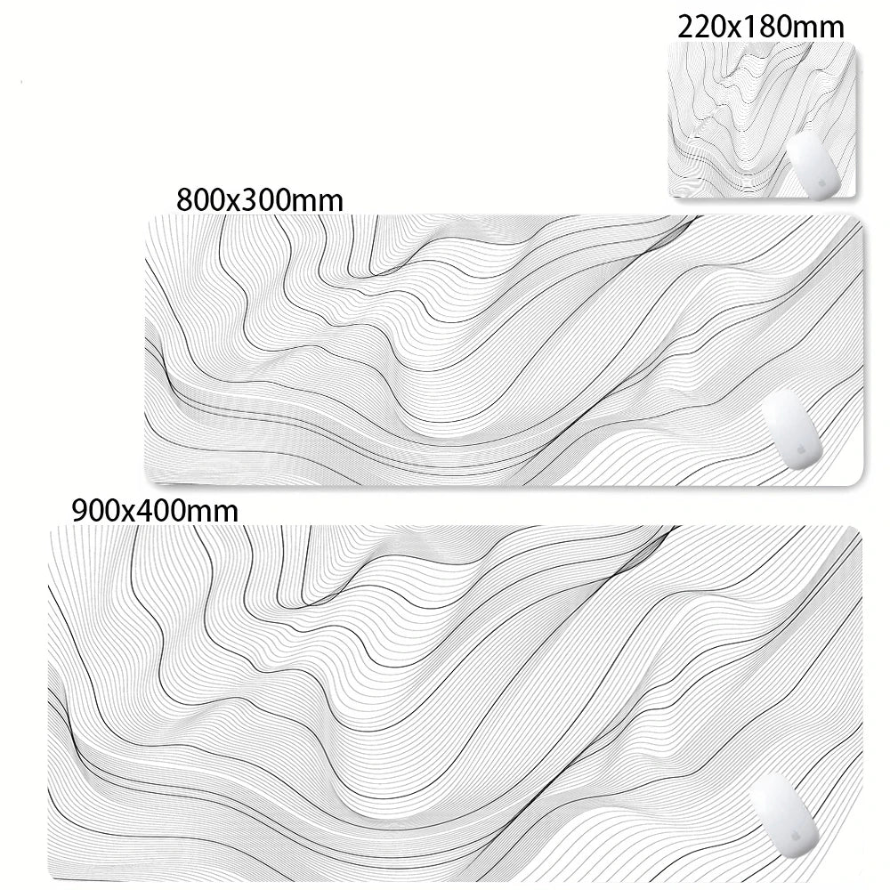 Large Abstract Desk Mat with Stitched Edges