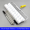 Set of 2 brush heads, shelves, and 1.1m pull rods for paint rollers with aluminum alloy handles