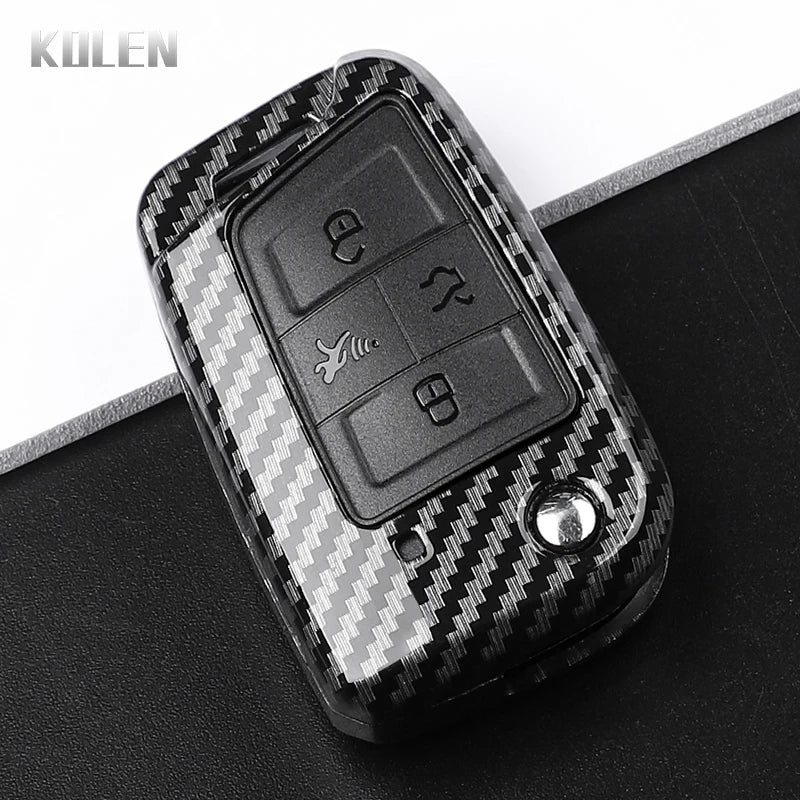 Carbon Fiber Car Key Case Cover for VW, SEAT & Skoda