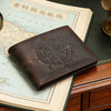 Men's Leather Wallet with Compass Pattern and RFID Protection